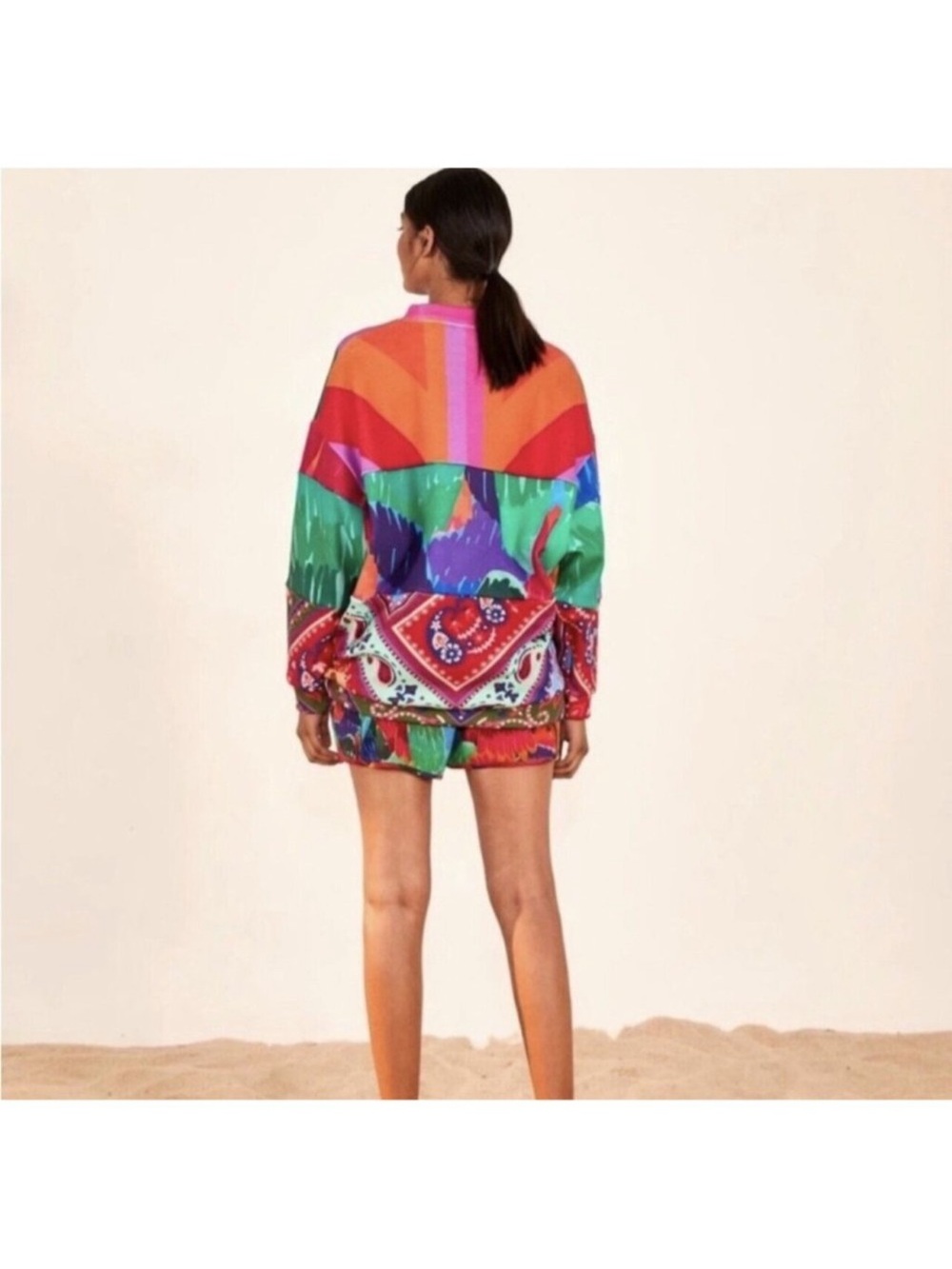 FARM RIO Women’s Mixed Red Prints Oversized Pullover Sweatshirt S - Picture 3 of 9